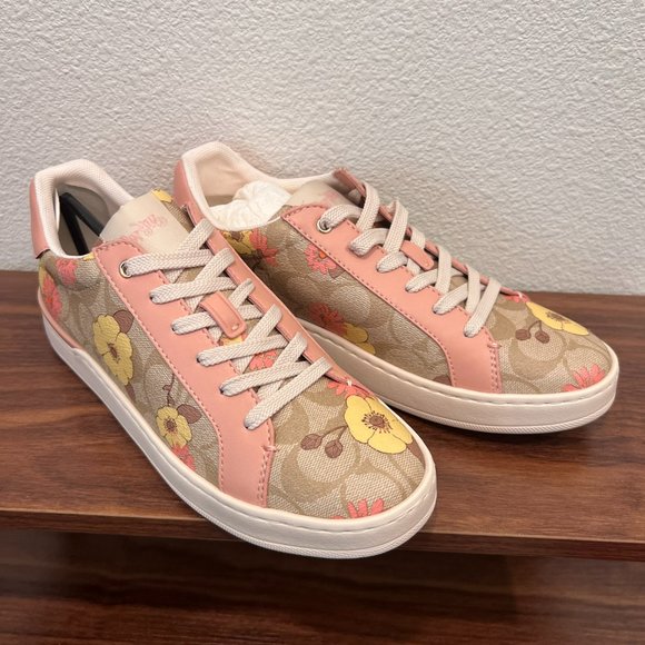 coach Clip Low Top Sneaker In Signature Canvas With Floral Print  ci797 - Picture 3 of 7